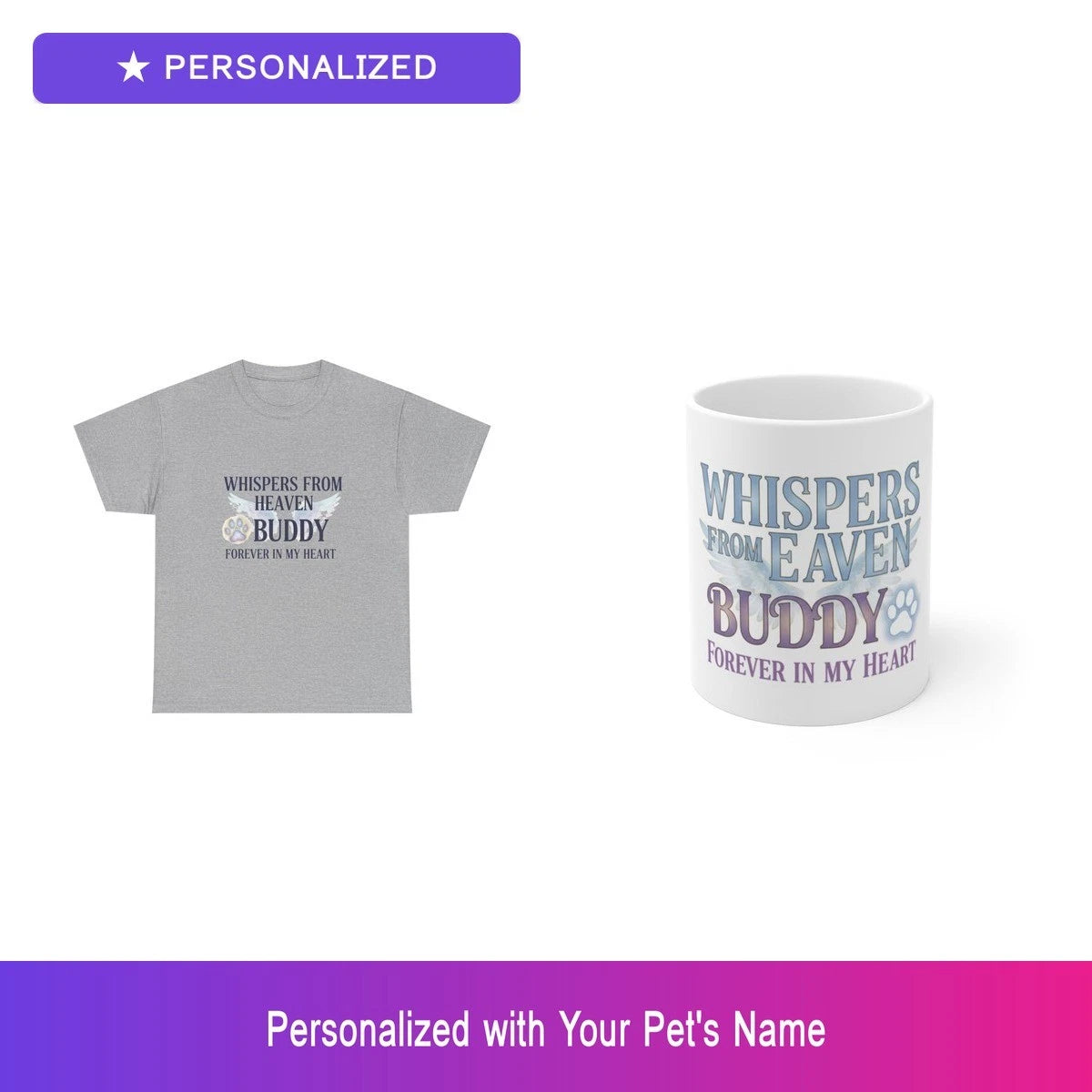 Custom Pet Memorial Gift Set Shirt Mug Personalized Name Bundle Dog Lover