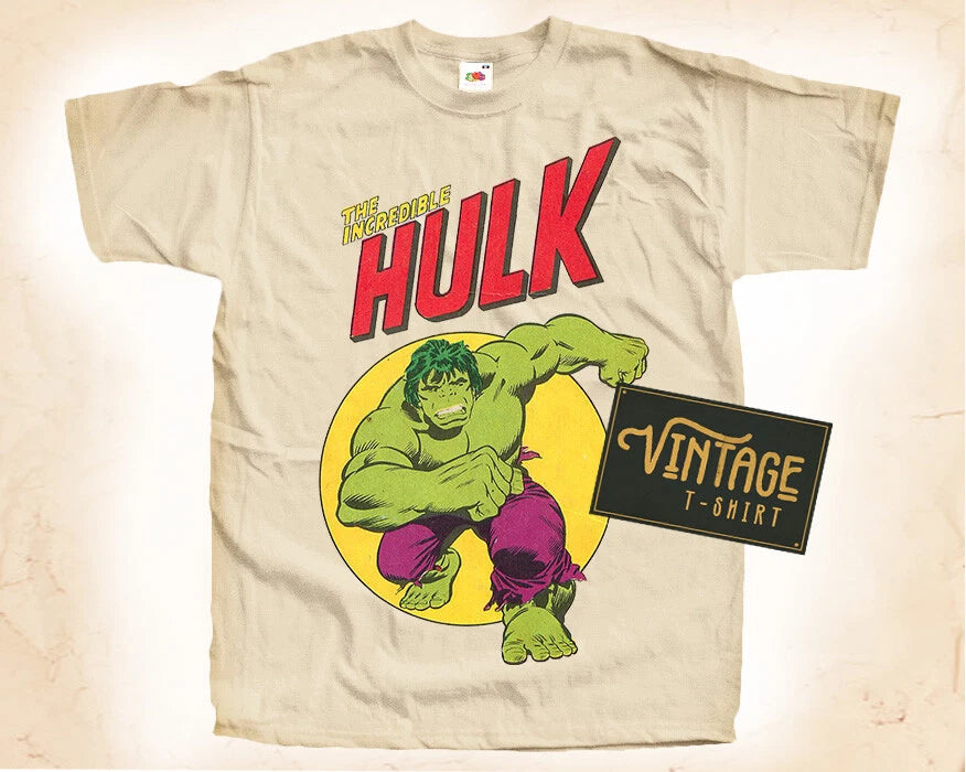 The Incredible Hulk V2 Vintage T Shirt  for Men Woman Unisex NATURAL S-5XL