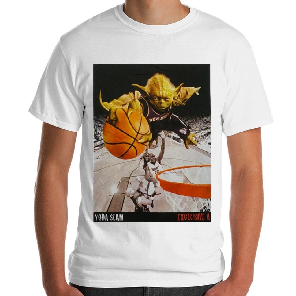 Yoda Slam Dunk Basketball Nets Heat Jedi Star Wars T-shirt Graphic Print NEW