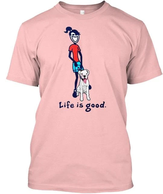 White Boxer Dog And Girl T-Shirt Made in the USA Size S to 5XL