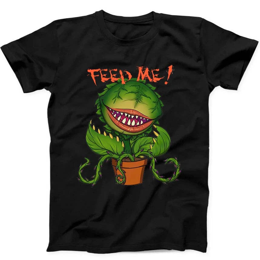 Feed Me Audrey II Seymours Little Shop Of Horrors Gift Tee Black T Shirt 268