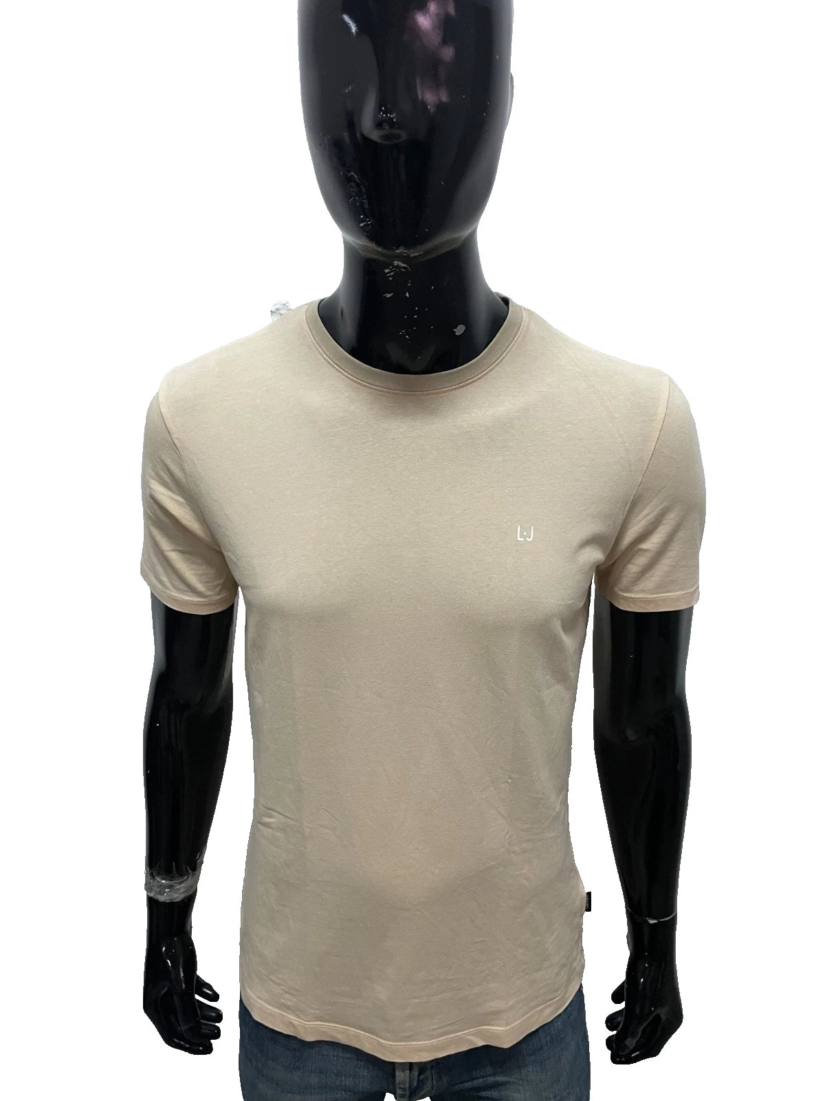T-Shirt Liu Jo Man Beige Cotton Elastane Logo Lj Minimal Size M Slim Fit Top