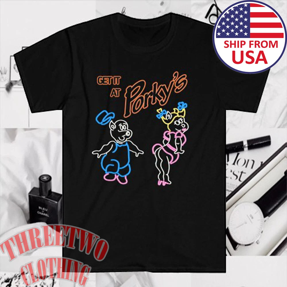 Get It At Porky's Comedy Retro Film Men's Black Size S to 5XL