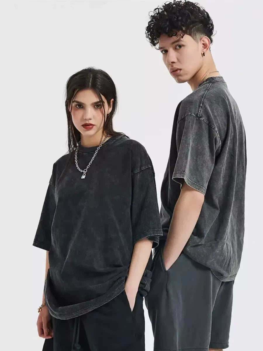 OVERSIZED FADED T-SHIRT 100% Cotton Unisex Relaxed Vintage Style Retro Top Shirt