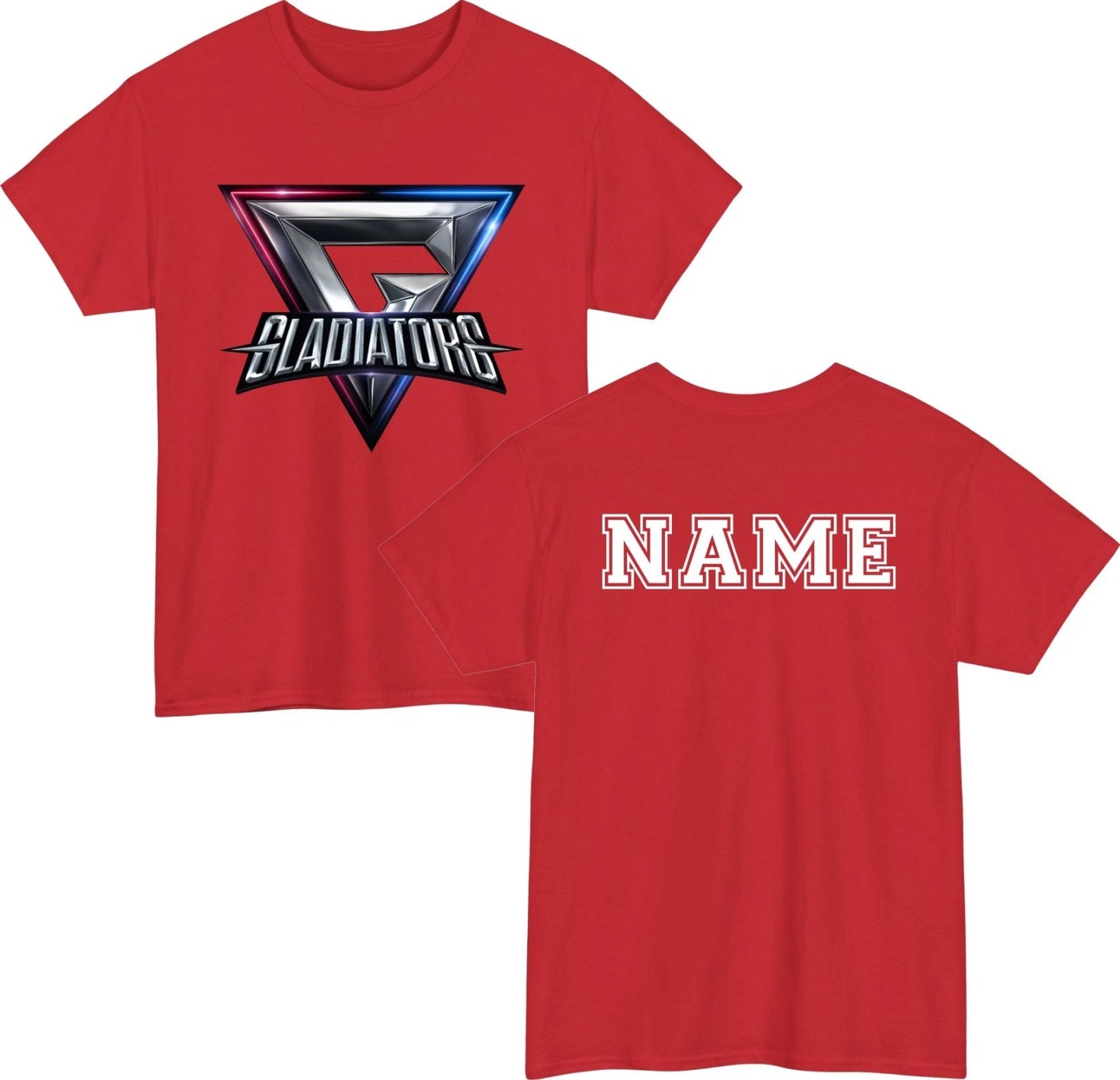 Personalised Gladiators Metallic TV Show T-Shirt - Custom Name Unisex Sports Top