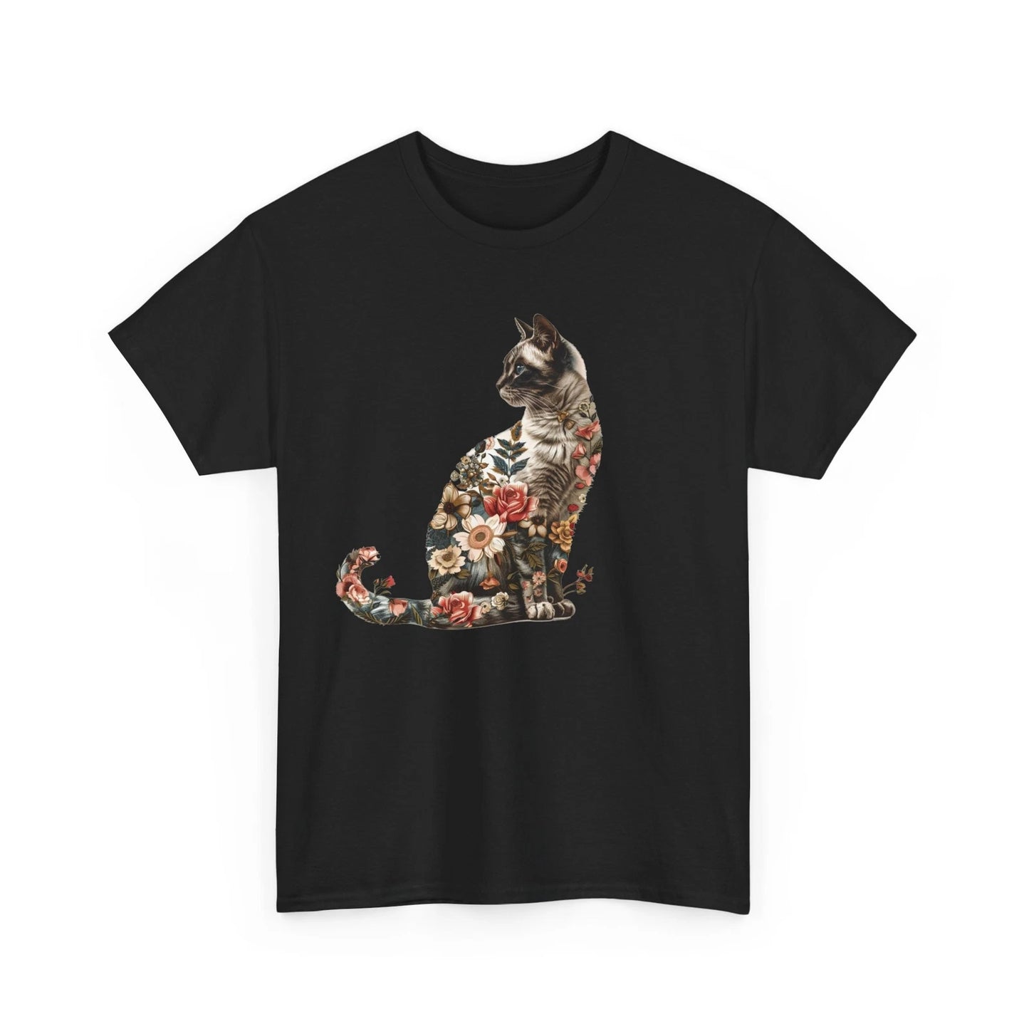 Floral  Cat Boho Spirit Animal T-Shirt Tee Cat Lover T-Shirt Vintage Shirt