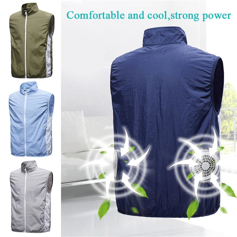 USB Air Conditioning Cooling Vest Smart Fan Clothes Outdoor Sun Working Jacket ⓧ