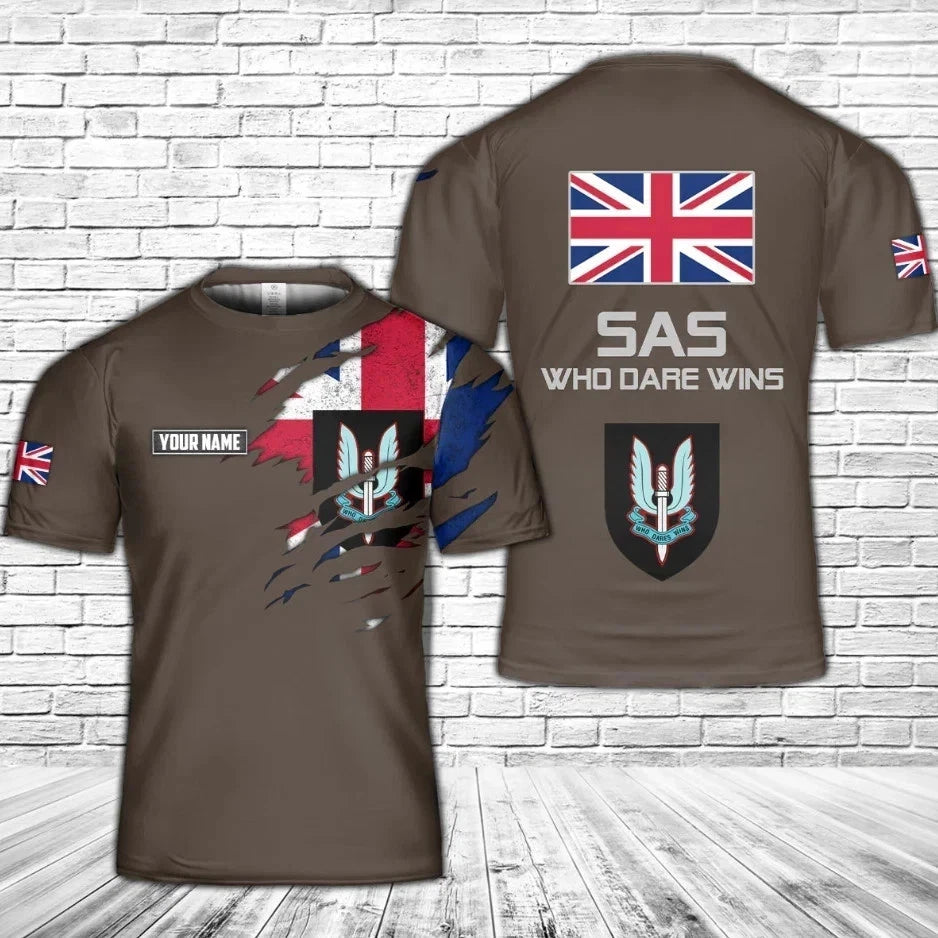 Custom Name British Army Special Air Service 3D T-Shirt Size S-5XL