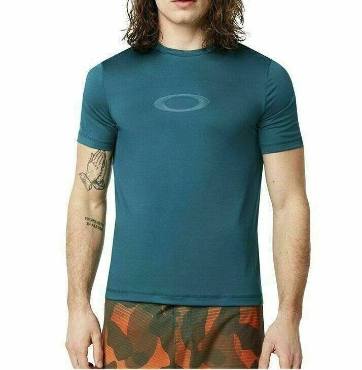 Oakley Men Tee T Shirt Green Ellipse Logo Rashguard Gym Sport Ne7 Size M