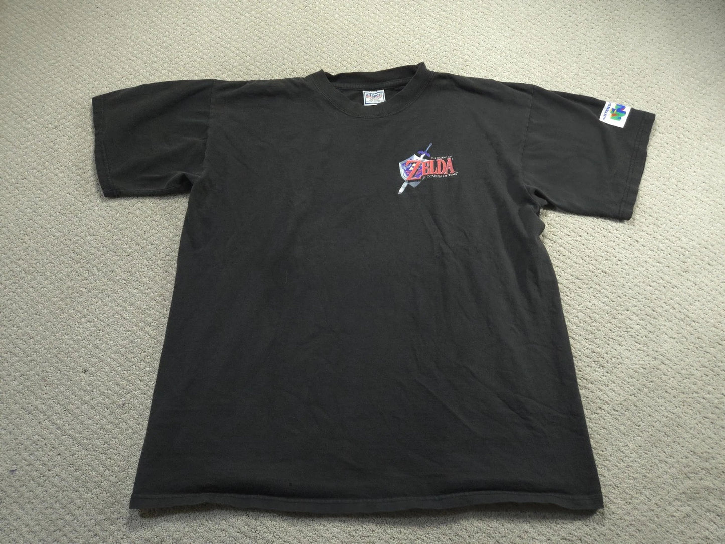 Vintage 98 Zelda Ocarina of Time Shirt Mens XL All Sport Nintendo 64 Promo N64