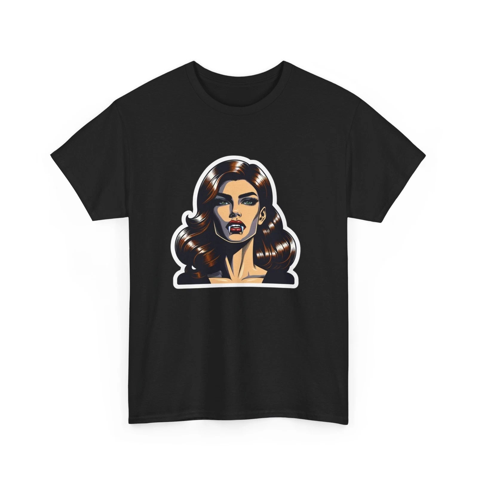Unisex Adult T Shirt Pop Art Sexy Vampire Portrait Comic Book Style Retro Tee