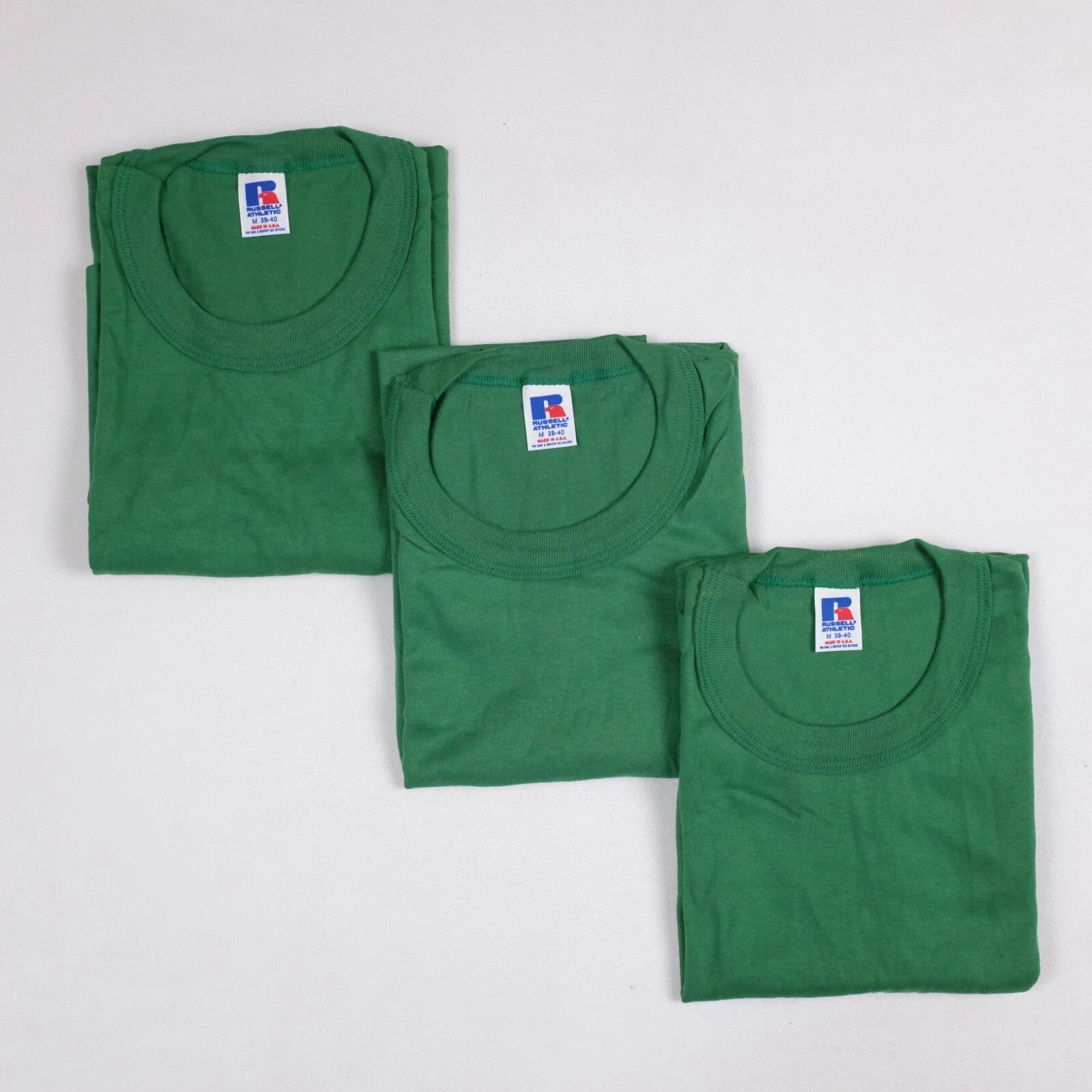 Vintage Russell Athletic Adult M Kelly Green Basic T-Shirt - Lot of 3