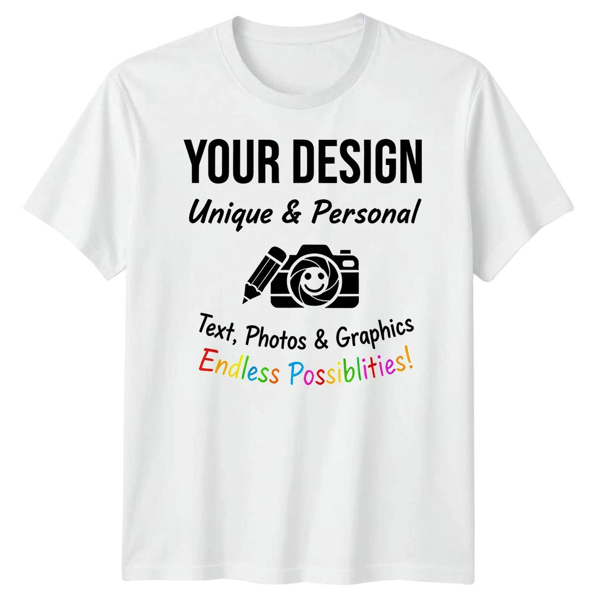 Custom Personalised T-Shirt | Design Your Own Text Photo Graphic | Mens Kids