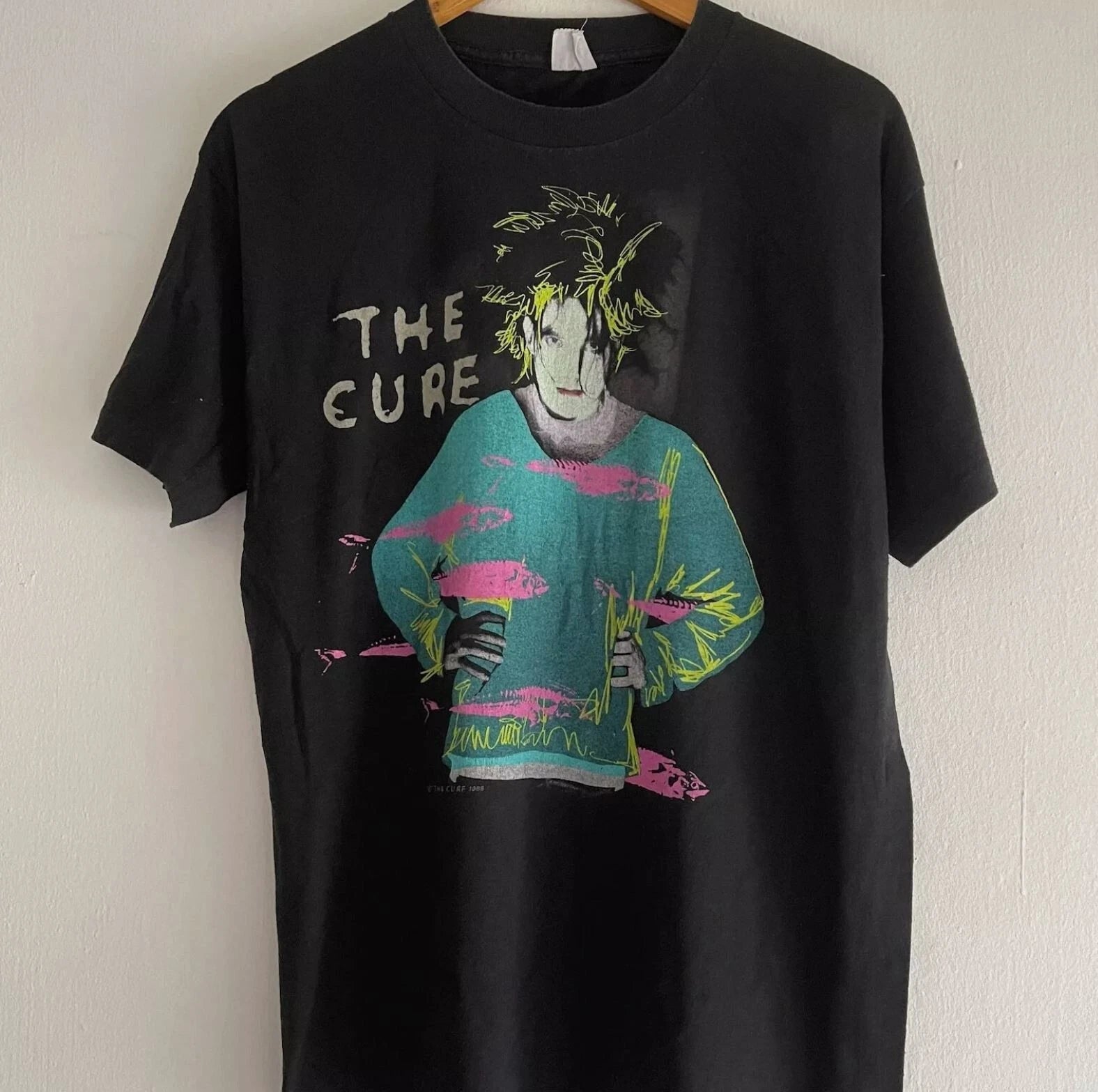 Vintage 80s The Cure 1986 standing On Beach Starring At Sea T-Shirt Post Punk