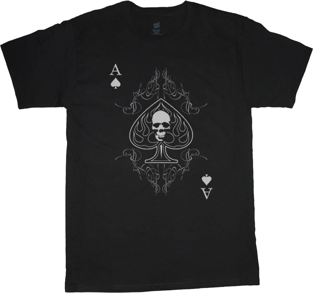 Ace of Spades t-shirt for men biker tee shirt playing card design black tee