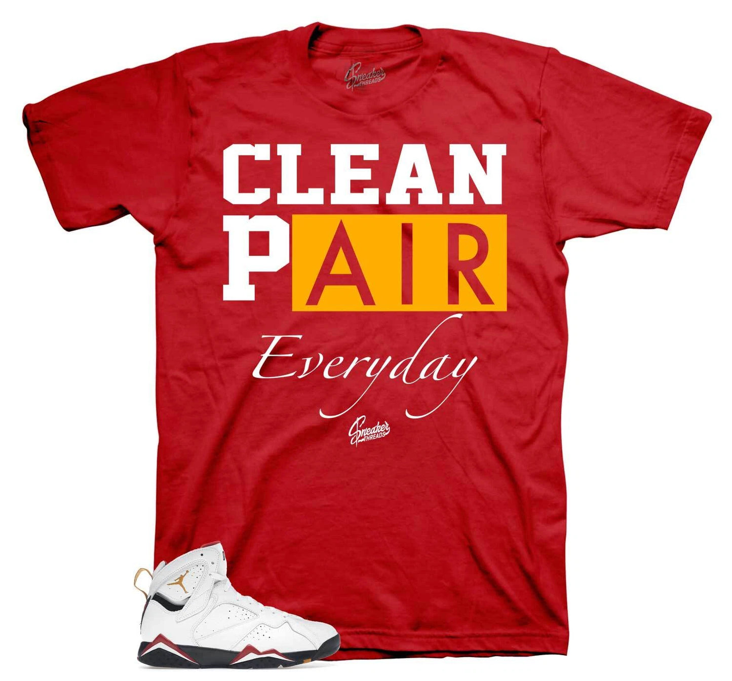 Shirt To Match Jordan 7 Cardinal Red Retro 7s Shoes  -  Clean Pair Sneaker Tee