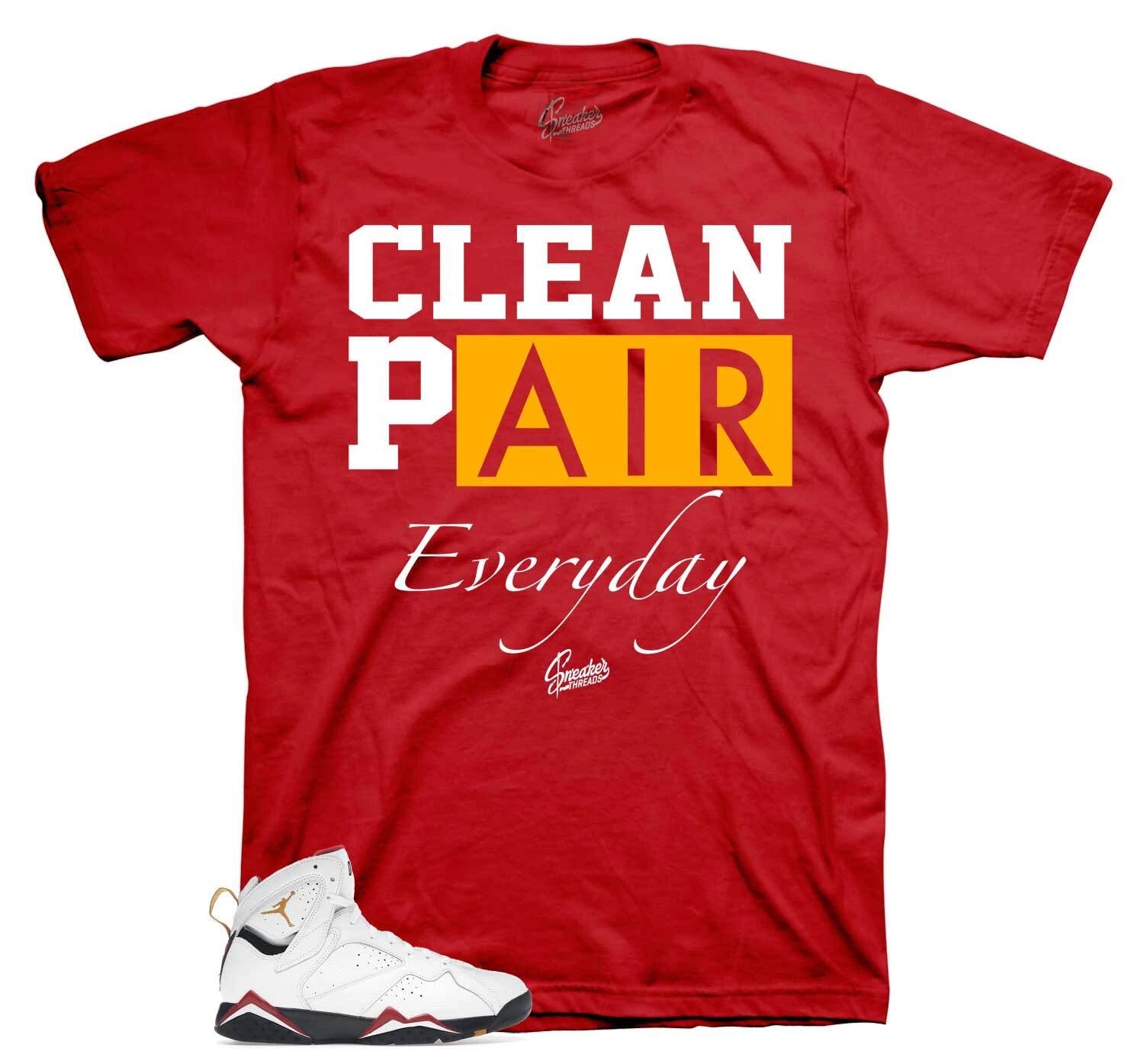 Shirt To Match Jordan 7 Cardinal Red Retro 7s Shoes  -  Clean Pair Sneaker Tee