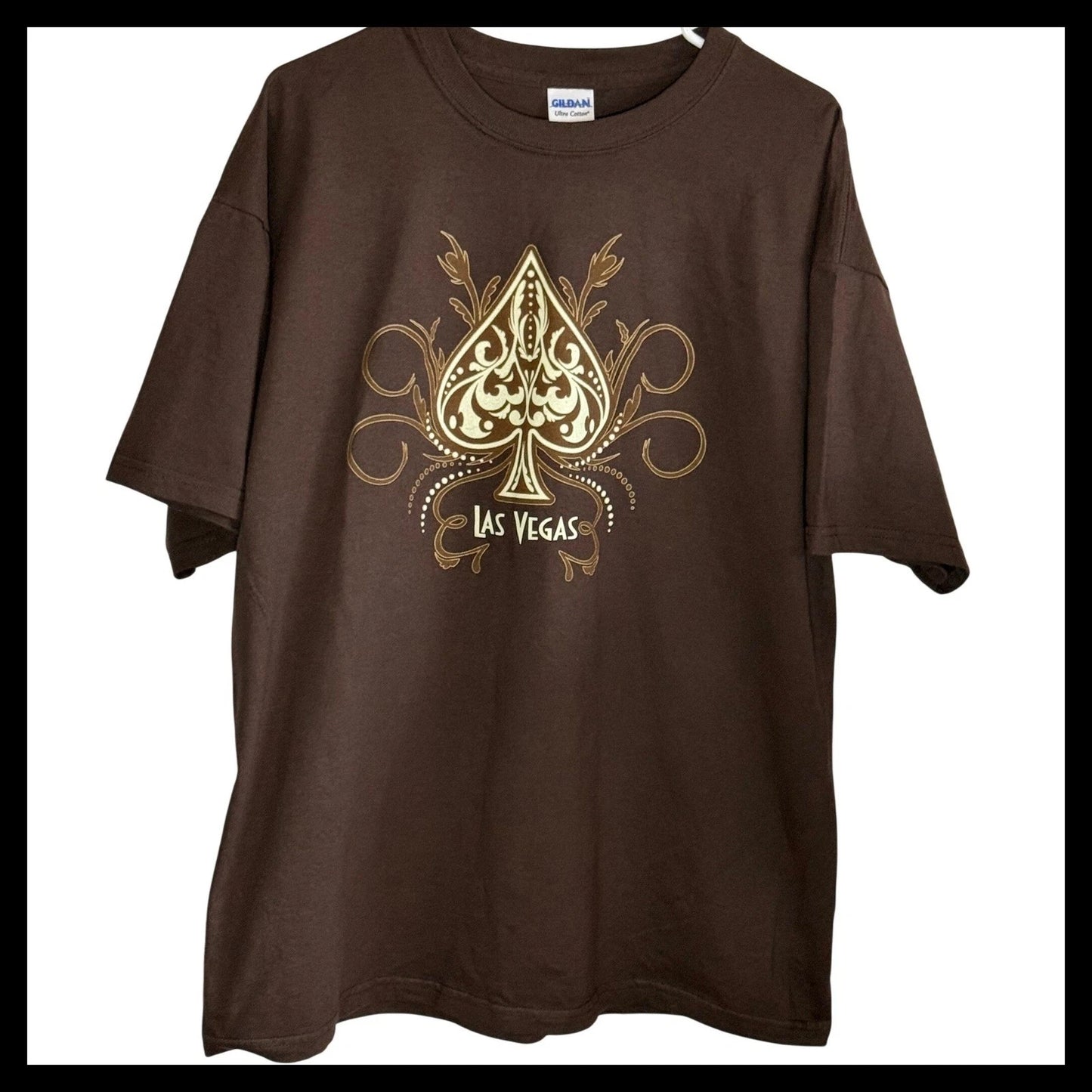 NWOT Gildan Ultra Cotton Las Vegas Spade Graphic T-Shirt Mens XL Brown