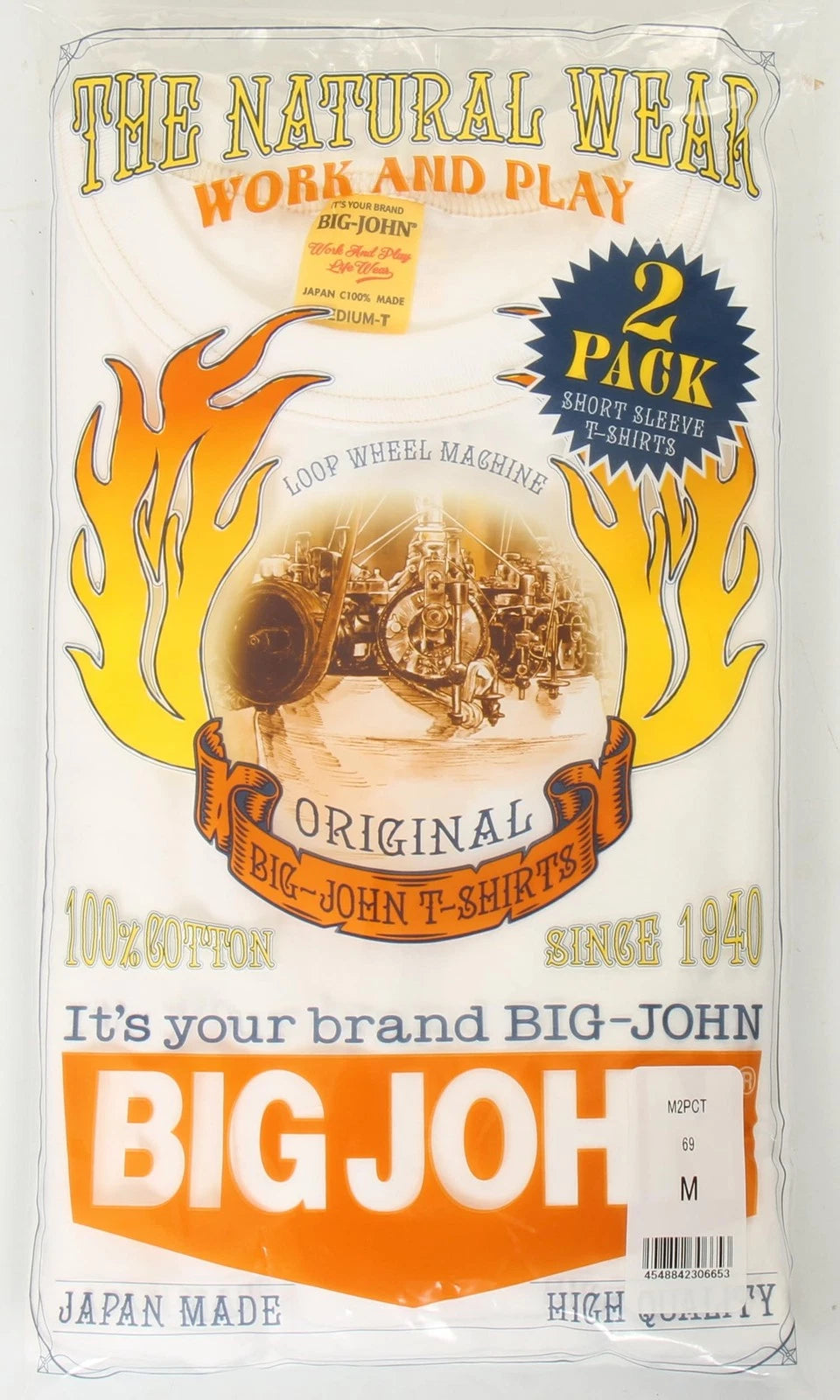 Big John 2 Pack T-Shirt White Heavyweight Crew Neck Made In Japan Premium XL New