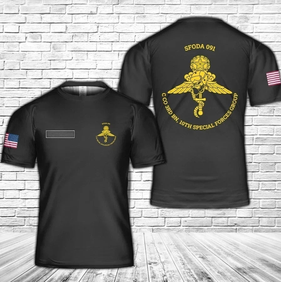 Custom Name US Army - Special Forces 10th SFG Military AOP 3D T-Shirt