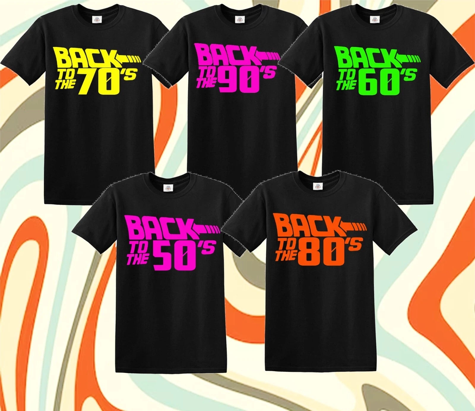 Back To The 50's 60's 70's 80's 90's Dance T-Shirt Retro Novelty Mens Ladies Tee