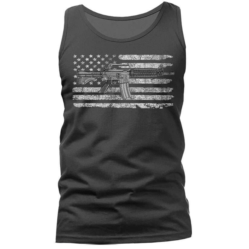 AR-15 US Flag 2nd Amendment Constitution Gun Patriot Patriotic Tank Top