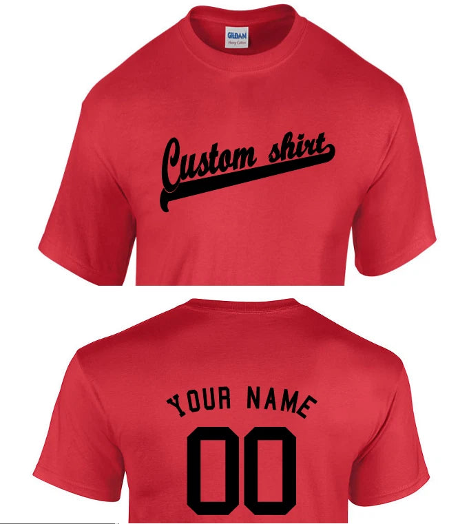 Custom Script with Personal Back T-Shirt - Baseball Tail Name and or Number