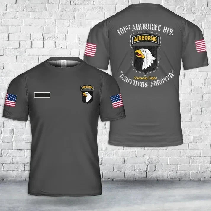 Custom Name US Army 101st Airborne Division Retro T-Shirt 3D