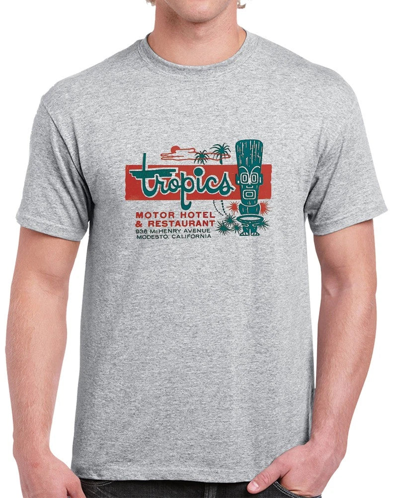 Tropics Hotel Retro  T Shirt Modesto California