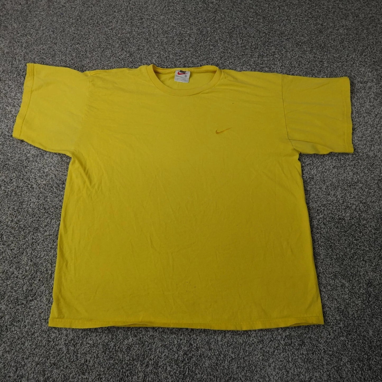 VINTAGE Nike Shirt Mens Extra Large Yellow Swoosh Athletic Active Cotton 90s Y2K