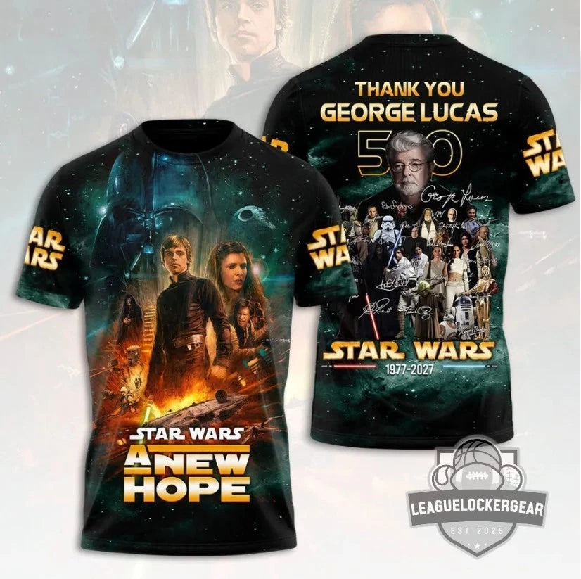 New Star Wars 50th Anniversary 1977-2027 Signature  S-6XL 3D T-shirt MO936