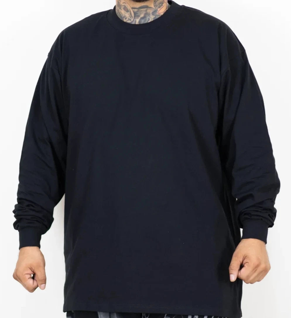 FB County T Shirt Long Sleeve Plain Black Tee