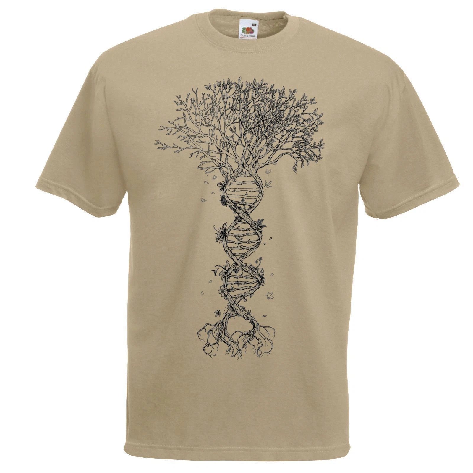 Adults Tree of Life DNA Human Genetic Code Sacred Symbol Unisex Khaki T-Shirt
