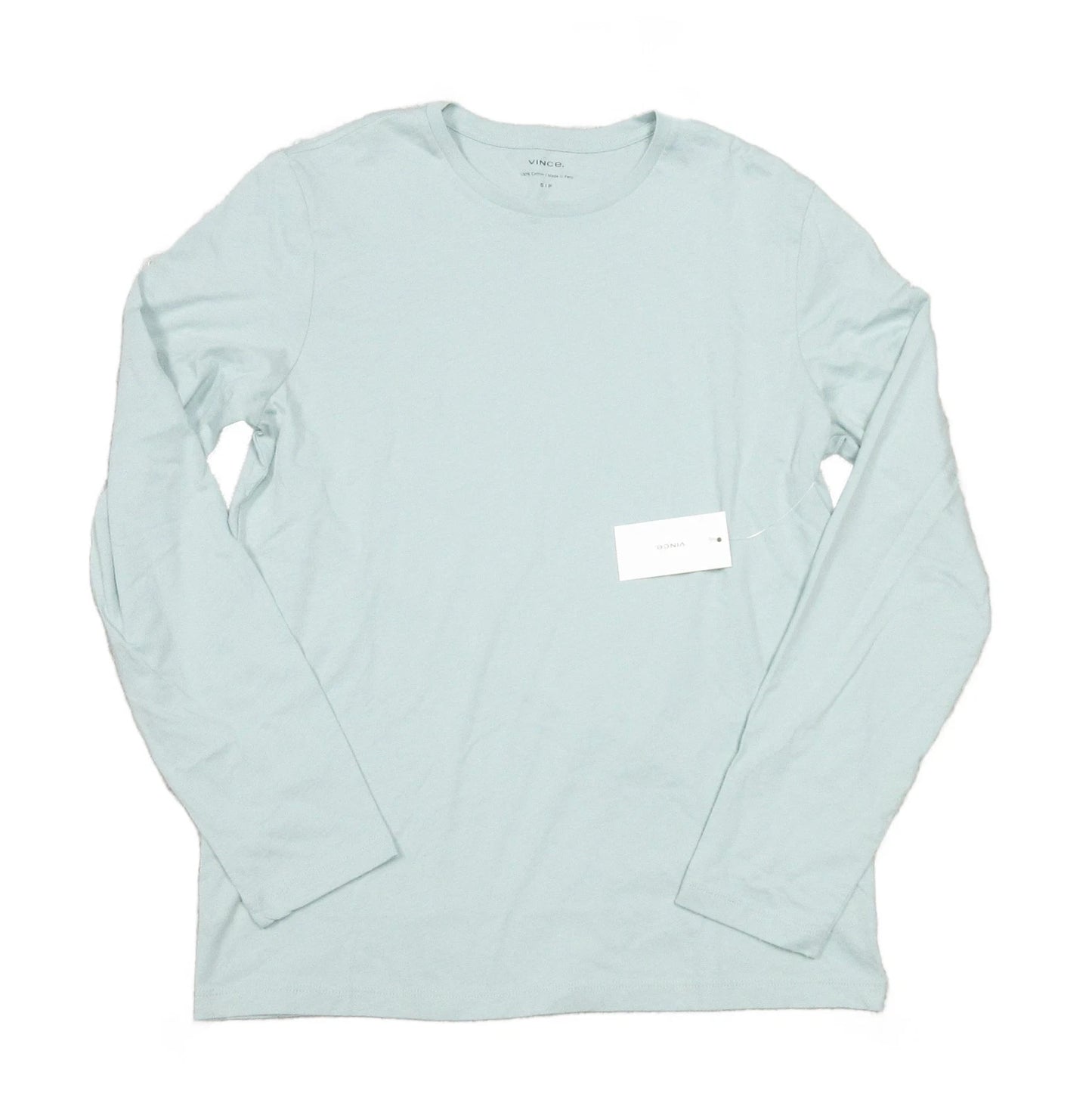 Vince Men's Seafoam Blue Jersey Knit Crew-Neck Long Sleeve T-Shirt