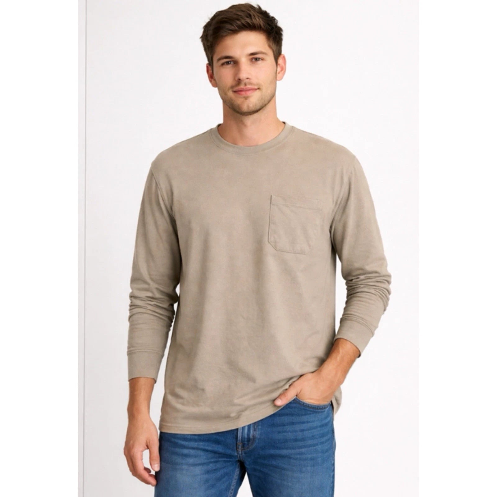 Men's Long Sleeve Pocket T-Shirt Size Medium - Goodfellow & Co