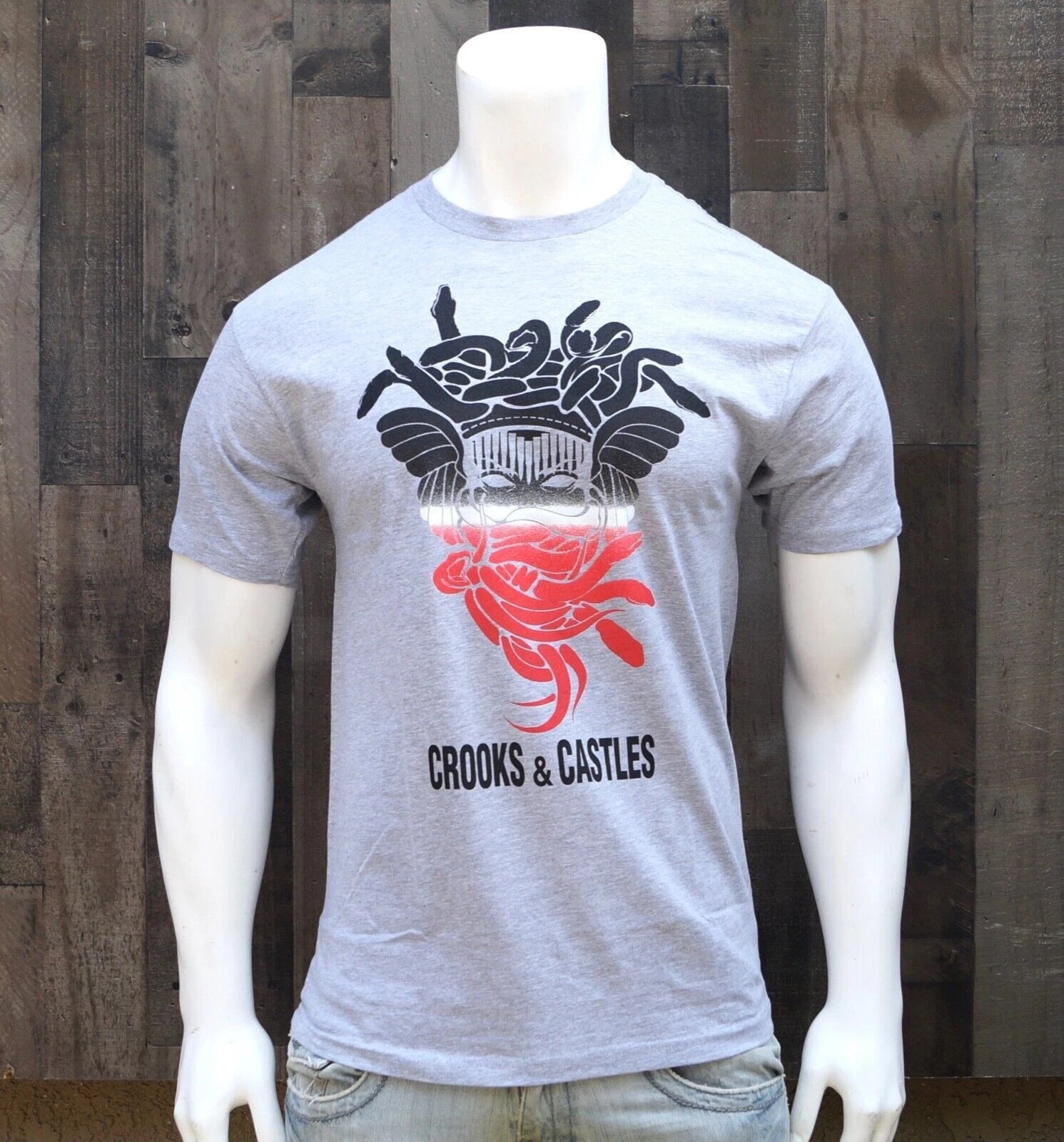 New Crooks Castles Streetwear Medusa C2110714 Gray Mens S/S T Shirt RCRCA-14