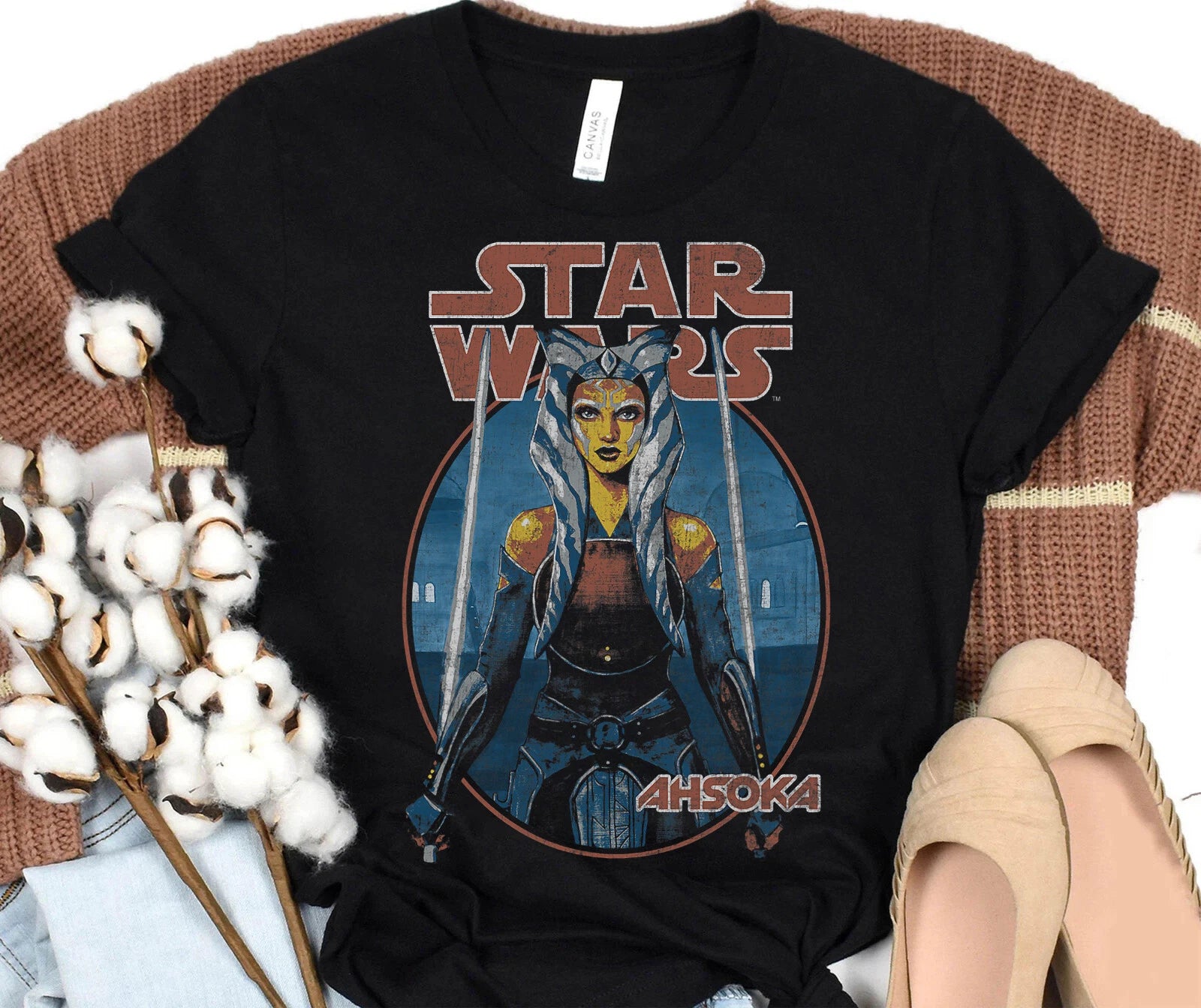 Star Wars Classic Ahsoka Tano Twin Sabers Vintage Unisex Adult Kid Shirt 383025