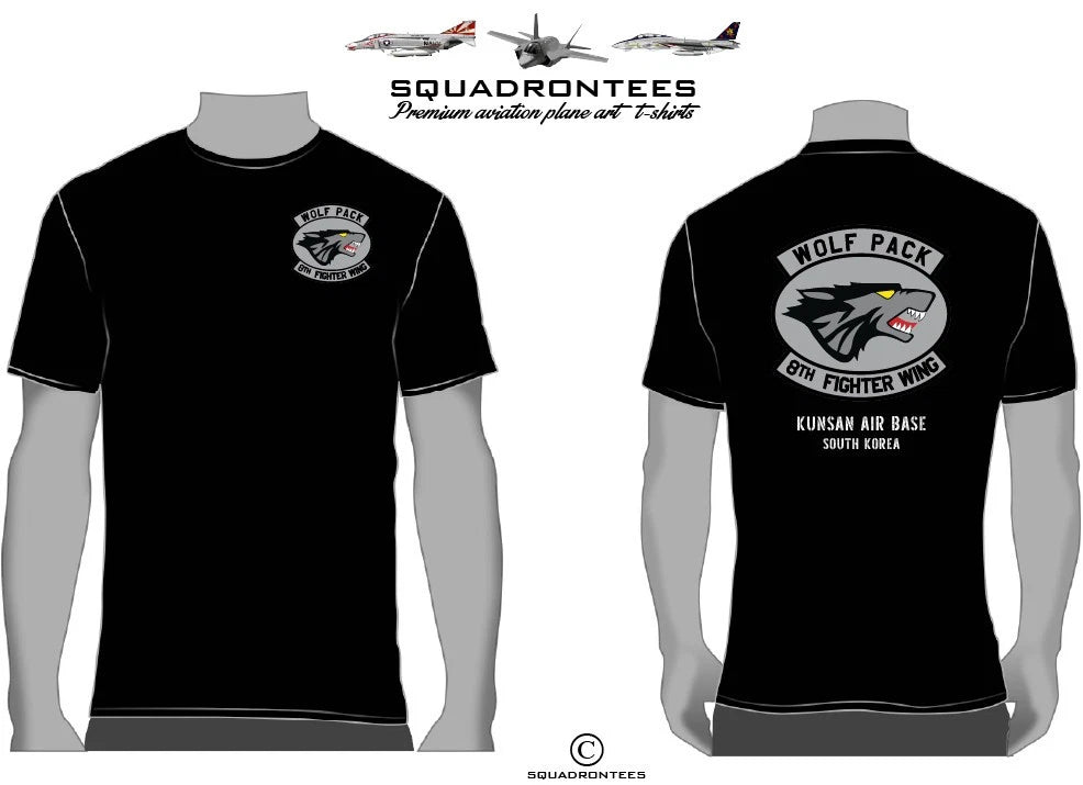 8th FW F-16 Wolf Pack Squadron T-Shirt D2, USAF Licensed Item