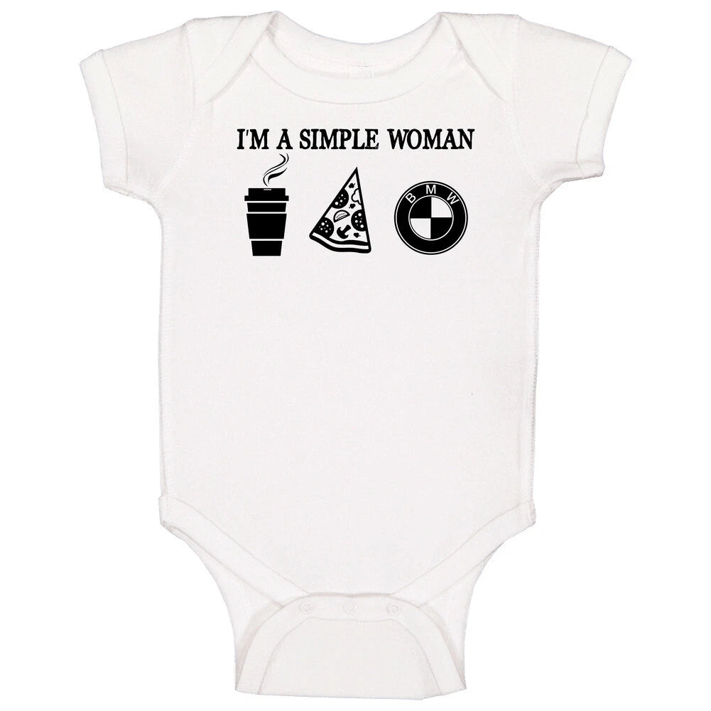 Bmw Simple Woman Coffee Pizza Car Logo Driving Fan Baby One Piece