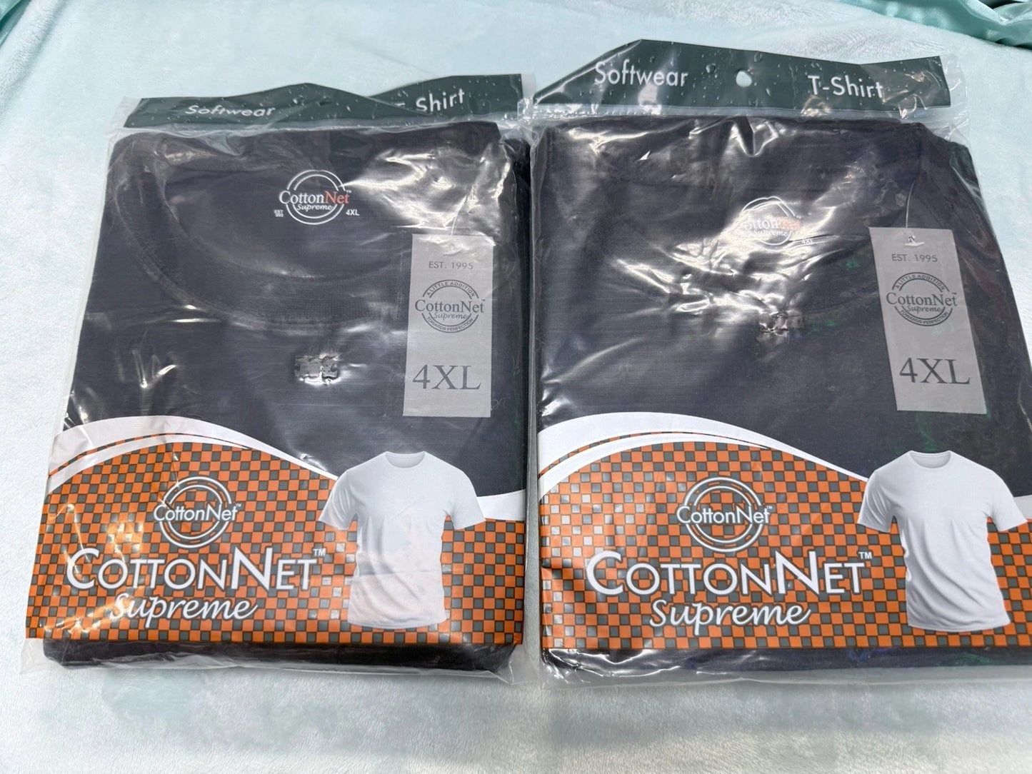 CottonNet Supreme T-Shirt Round Neck Short Sleeve Size 4XL Shirt Black 2 pack