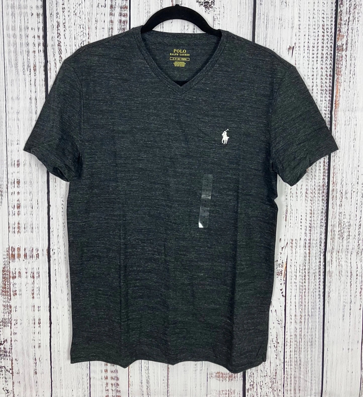 NWT Ralph Lauren Polo V-Neck Classic Fit Pony T-Shirt, Soft 100% Cotton, Gray, M