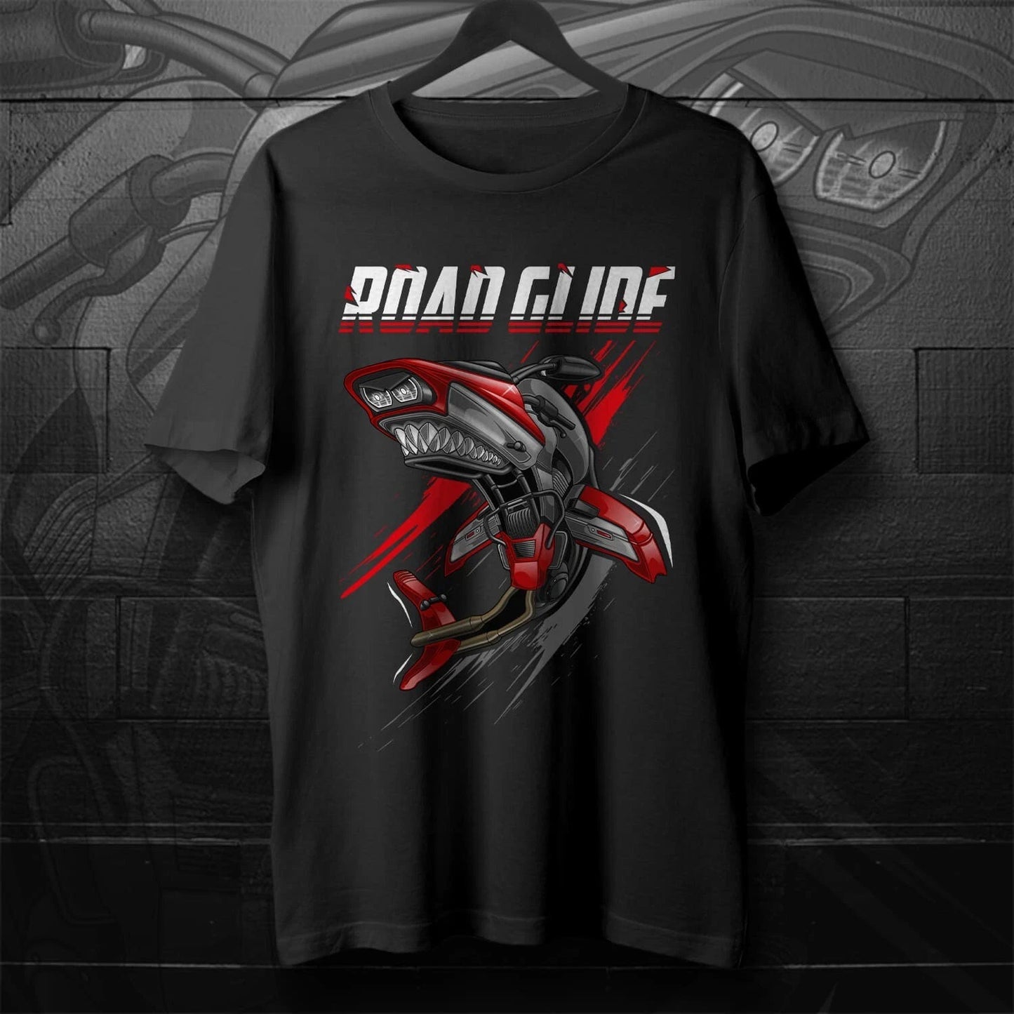 Harley-Davidson Road Glide Motorcycle T-Shirt for Bikers, HD Shark Tee Shirt
