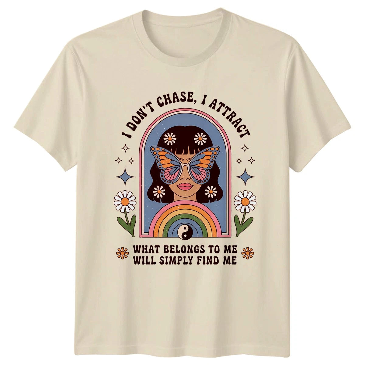 I Dont Chase I Attract Womens T-Shirt Manifestation Boho Spiritual Self Care