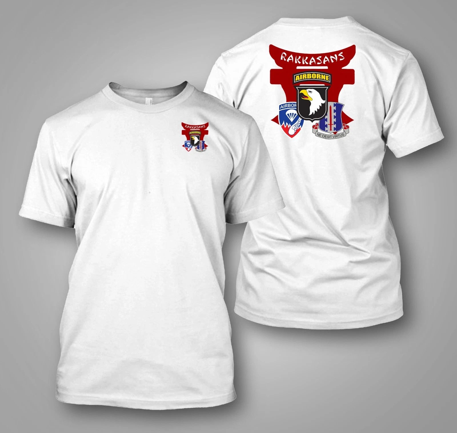 US Army 187th Infantry Regiment Rakkasans 101st -  Custom front and back tee
