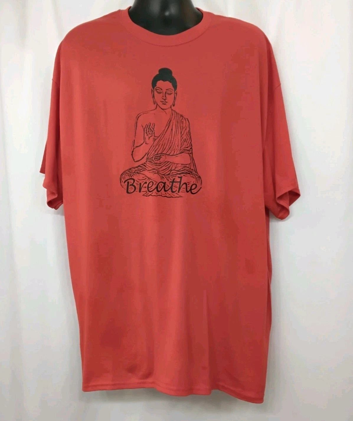 New T-Shirt Red XL Buddha BREATHE Graphic Print Unisex Adult