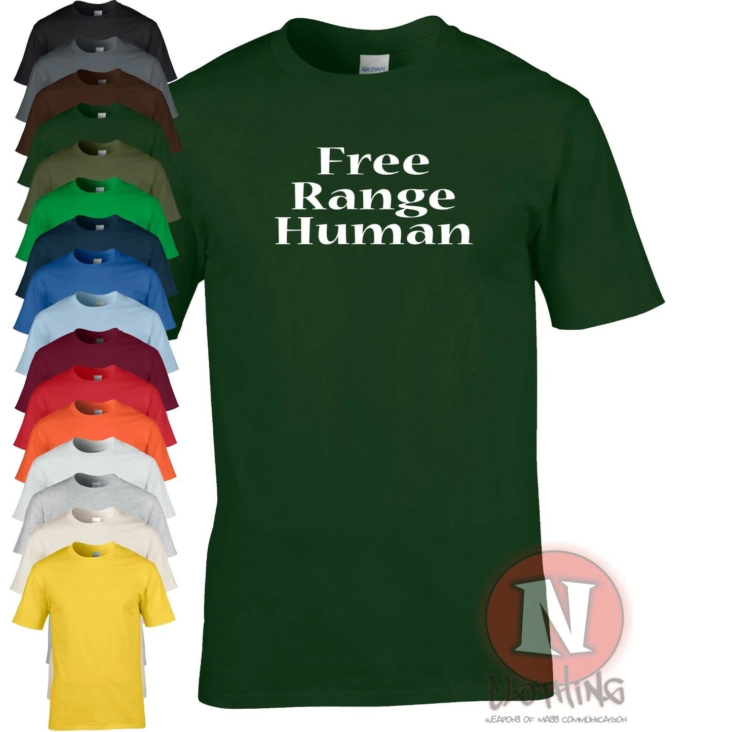 Free range human T-shirt environment festival freedom agriculture farmer tee