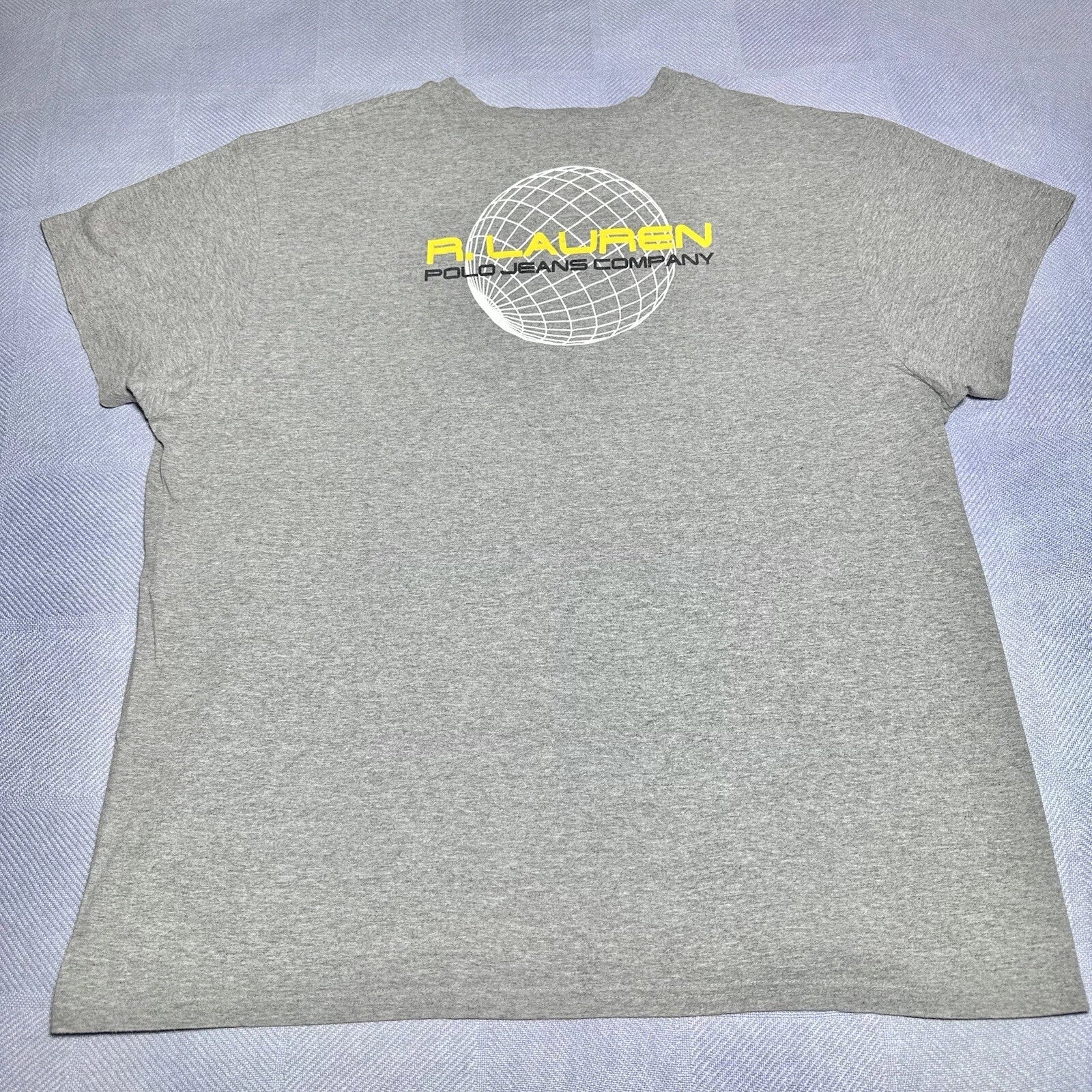 Vintage Ralph Lauren Polo Jeans Y2K Geometric Sphere Gray 2001 T-Shirt Size 2XL