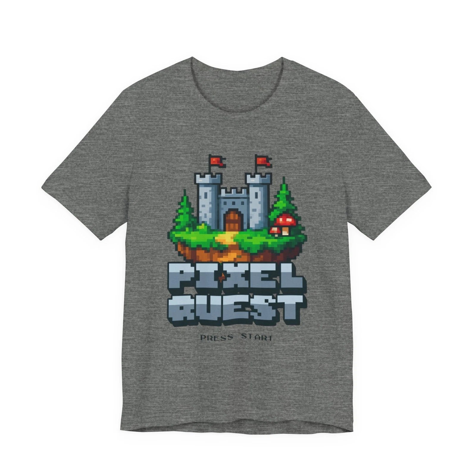 Pixel Art Castle Retro Gaming Tee Pixel Quest Press Start Shirt Unisex XS‑3XL