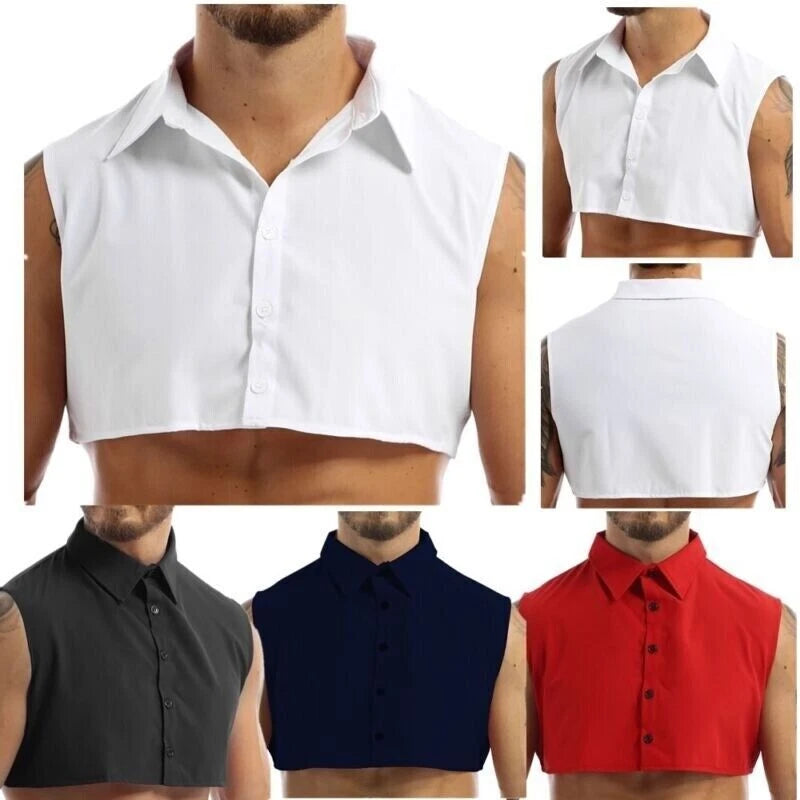 Men's Fake Collar Detachable Collar Dickey Half Shirts Crop Tank Top Blouses