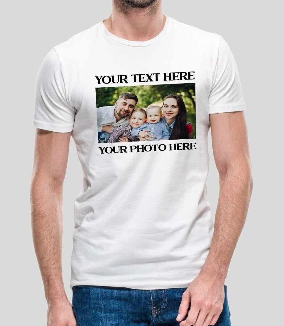 Custom T-shirt Personalized Photo & Text Printed Picture Stag Hen Party Birthday